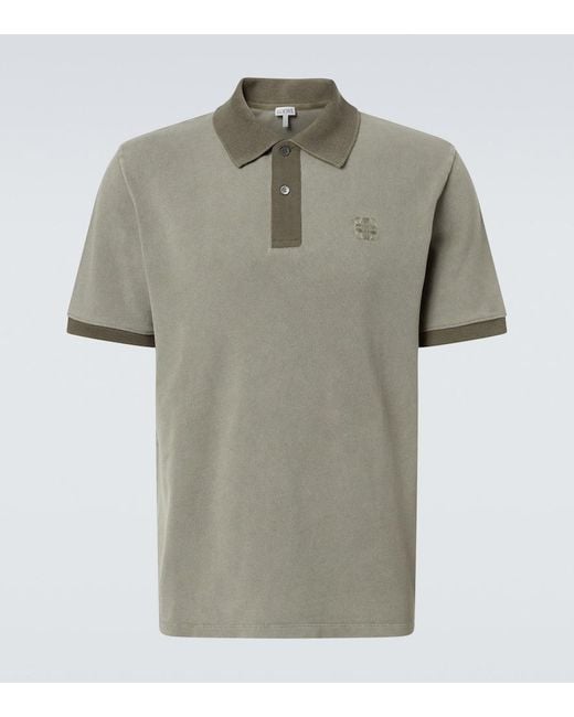 Loewe Green Anagram Cotton Pique Polo Shirt for men