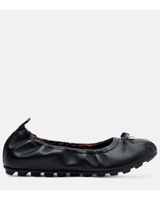 Hogan Black Olympia Leather Ballerina Flats