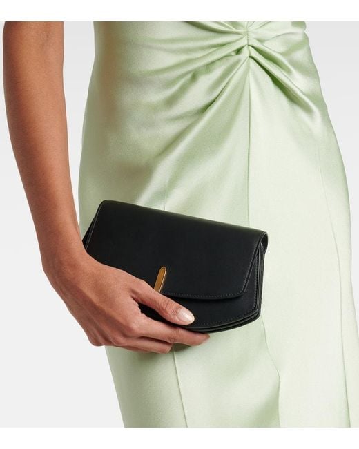 SAVETTE Black Clutch Florence Aus Leder