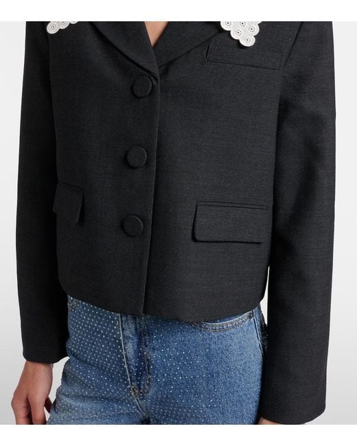 Self-Portrait Black Broderie Anglaise Cropped Jacket