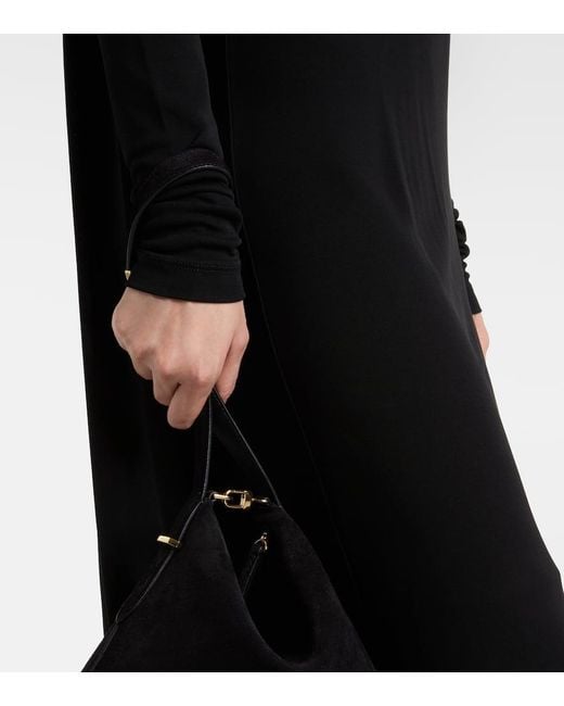 Totême Black Draped Jersey Midi Dress