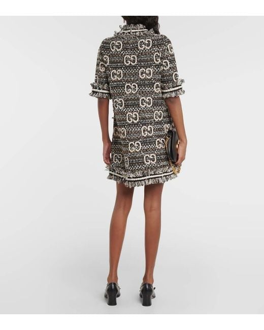 Gucci Black Kleid Aus GG Wolle Und Mohair