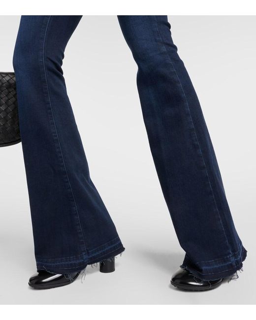 FRAME Blue Le High Flare Trapunto High-Rise Flared Jeans