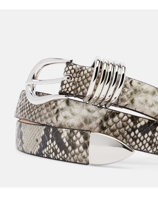 DEHANCHE Brown Hollyhock Snake-Effect Leather Belt