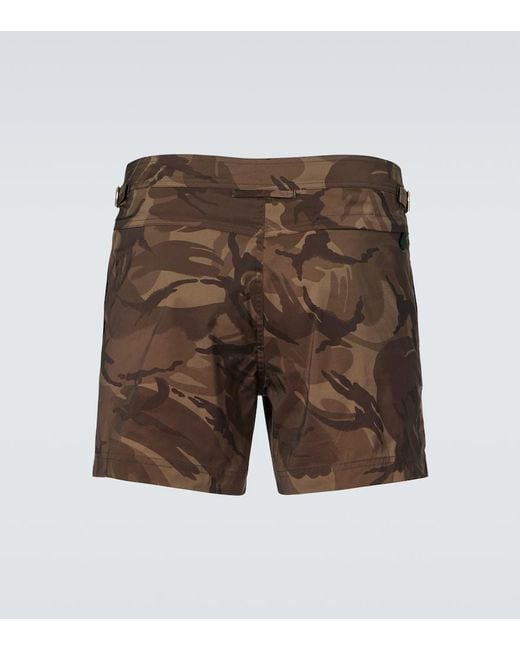 Tom Ford Brown Camouflage Swim Trunks for men