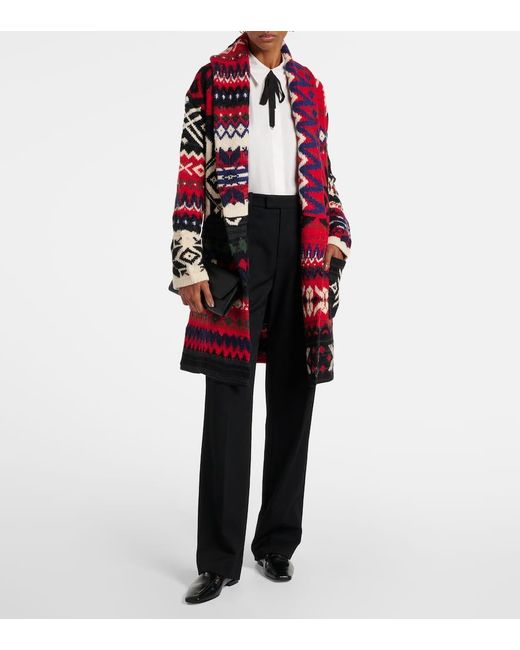 Polo Ralph Lauren Red Snowflake-Motif Shawl-Collar Cardigan