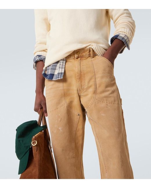 Polo Ralph Lauren Natural Distressed Cotton Canvas Straight Pants for men