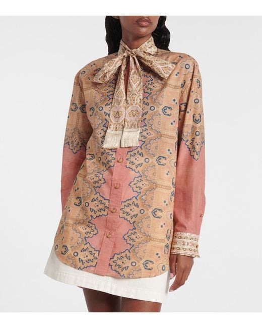 Valentino Multicolor Voyage Imaginaire Cotton Muslin Blouse
