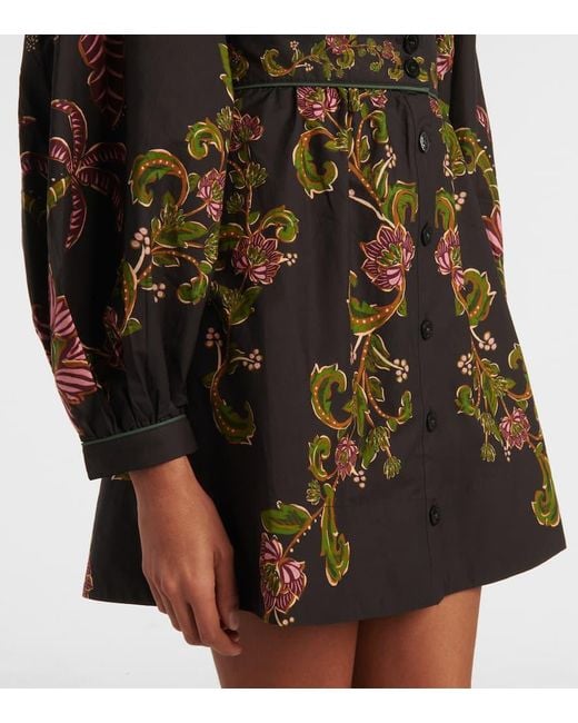 Farm Rio Black Ravenala Floral Cotton Shirt Dress