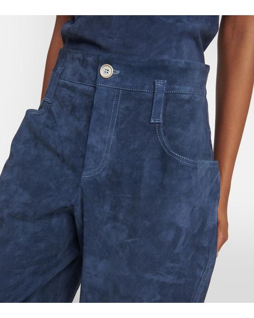 Stouls Blue Cassidy Wide-Leg Leather Pants