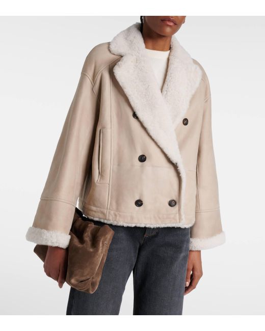 Brunello Cucinelli Natural Leather And Shearling Reversible Jacket