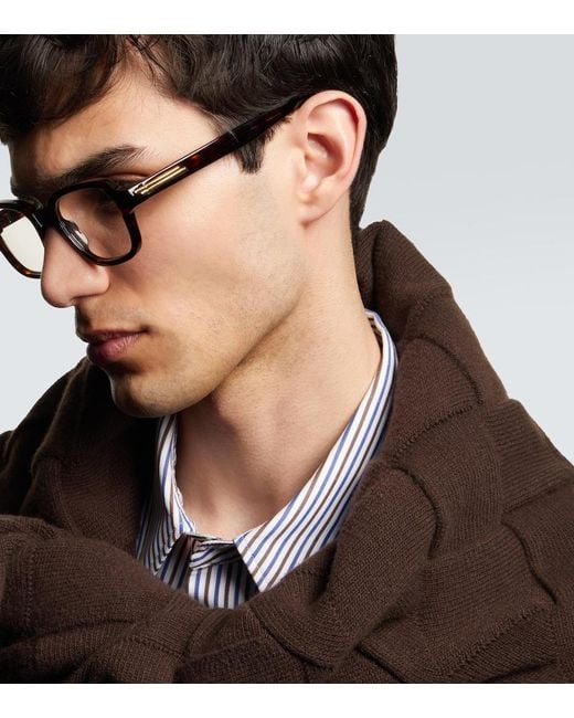 Bottega Veneta Brown Stretch Square Glasses for men