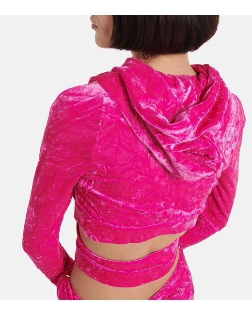 Versace Pink Medusa Biggie Velvet Hoodie