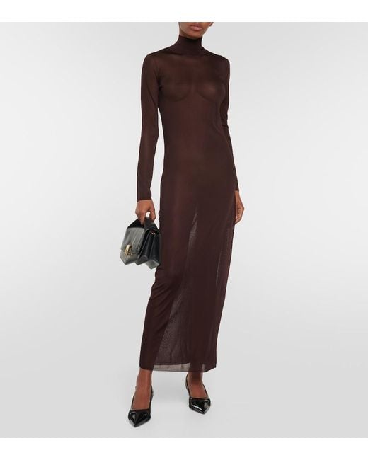 Alaïa Black High-Neck Knit Maxi Dress