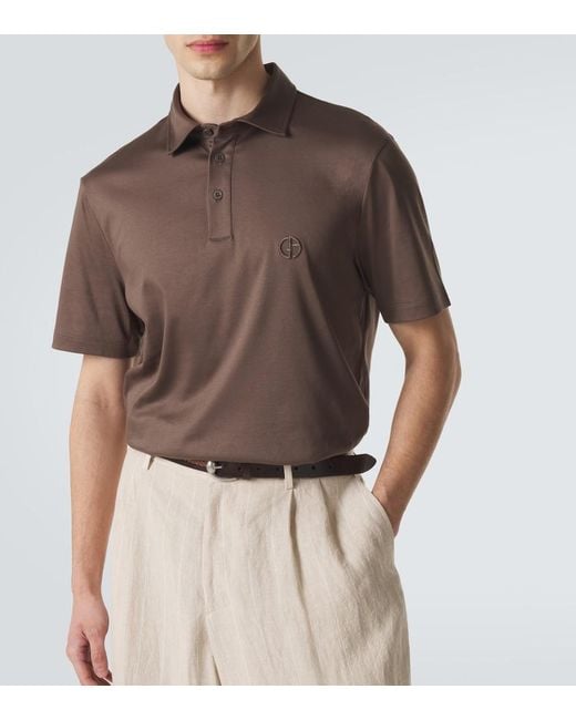 Giorgio Armani Brown Logo Cotton Polo Shirt for men
