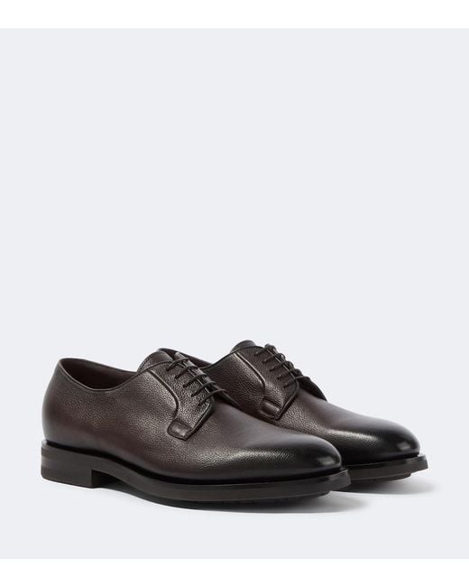 Santoni Brown Ensley Leather Derby Shoes for men