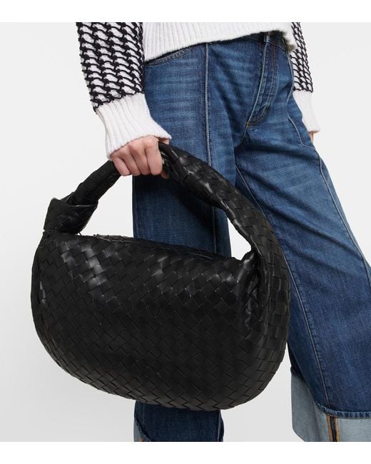 Bottega Veneta Black Jodie Small Intrecciato Leather Hobo Bag