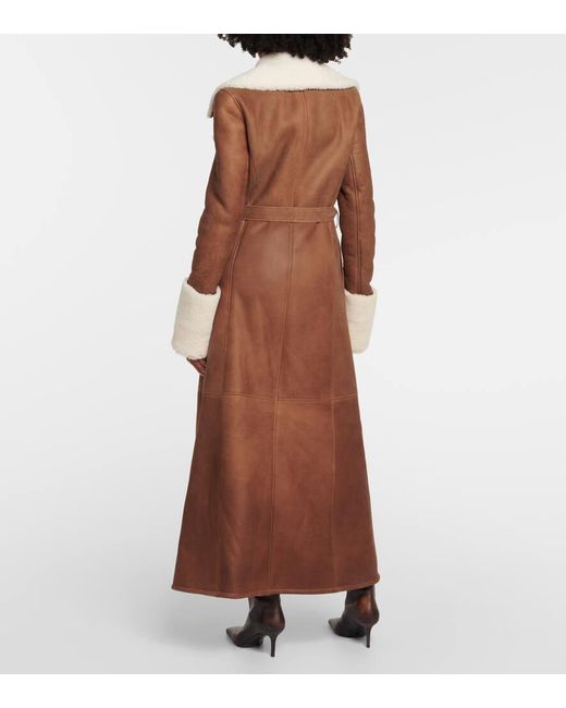 Cappotto in pelle con shearling di Magda Butrym in Brown