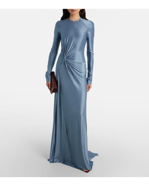 Victoria Beckham Blue Jersey Maxi Dress