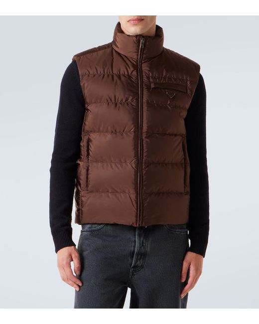 Chaleco De Plumas De Re-Nylon Prada de hombre de color Brown