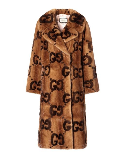Gucci Mink Fur Coat in Brown | Lyst