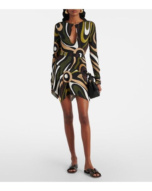 Emilio Pucci Black Marmo Printed Satin Bodysuit