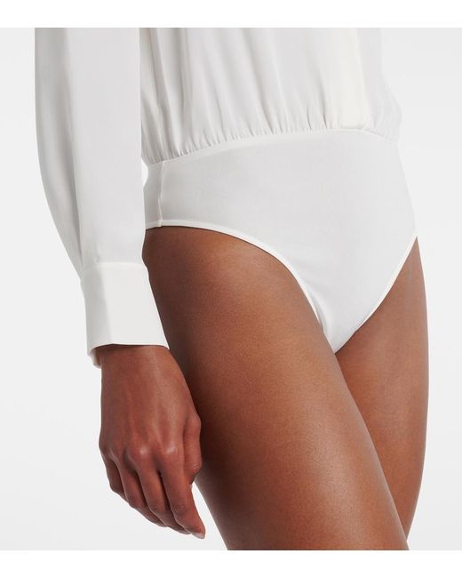 Roland Mouret White Silk Bodysuit