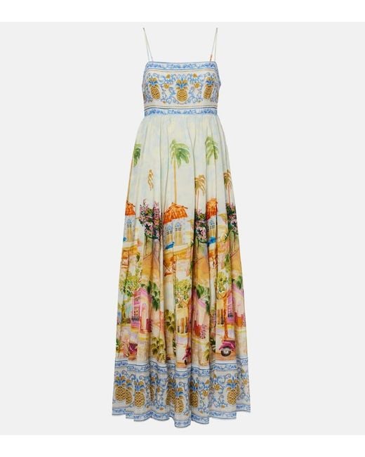 Farm Rio Metallic Aracati Printed Cotton-Blend Maxi Dress