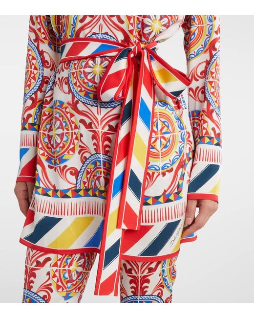 Dolce & Gabbana Red Bedrucktes Top Aus Seide