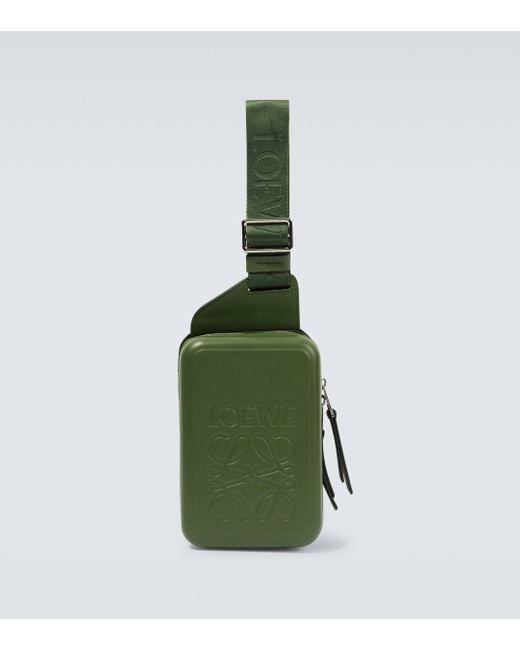Loewe Green Molded Sling Leather Crossbody Bag for men