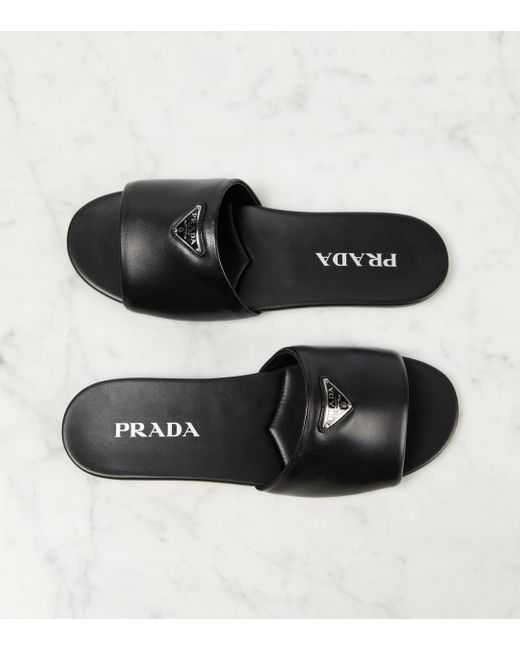 Prada Black Leather Slides