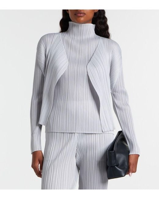 Pleats Please Issey Miyake Gray Basics Pleated Cardigan