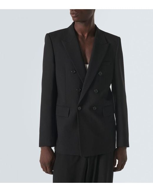 Saint Laurent Black Double-Breasted Wool Blazer for men