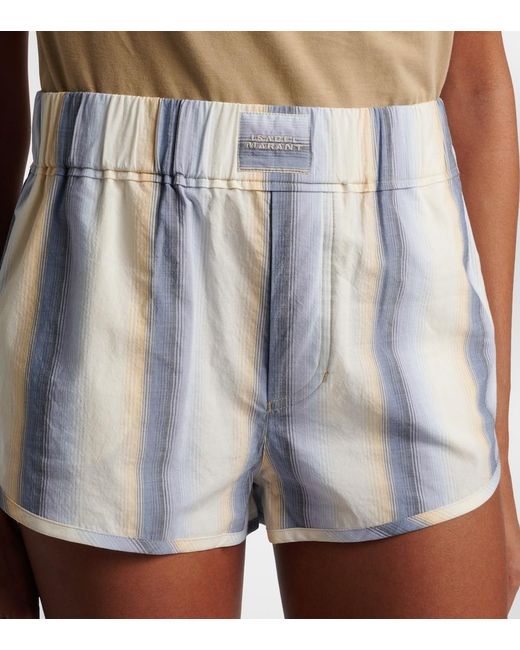 Isabel Marant White Melinea Striped Cotton Shorts