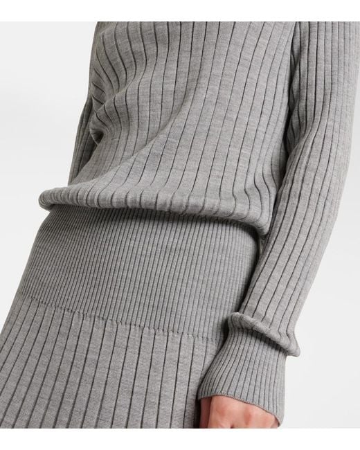 Proenza Schouler Gray Eden Wool-Blend Midi Dress