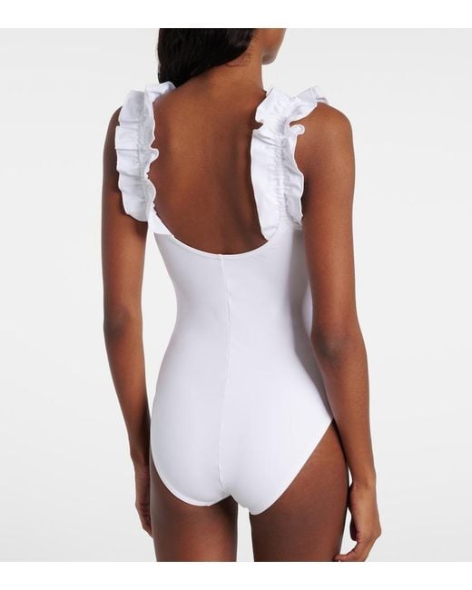 Karla Colletto White Evie Ruffled Swimsuit