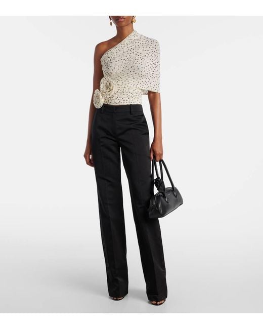 Magda Butrym Natural Verziertes One-Shoulder-Top