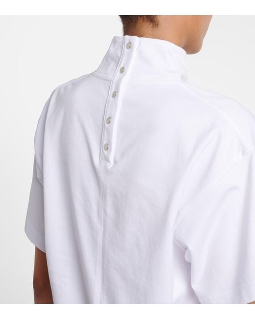 Alaïa White Asymmetric Cotton Jersey T-Shirt