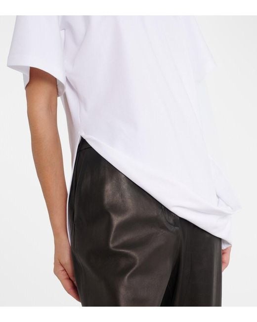 Sportmax White Keras Asymmetric Cotton-Blend T-Shirt