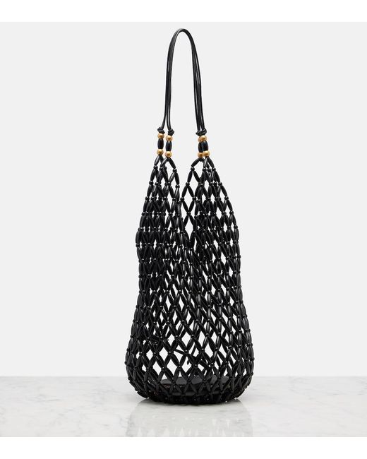 Saint Laurent Black Cassandre Beaded Shoulder Bag
