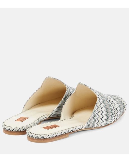 Missoni White Zig Zag Canvas Mules