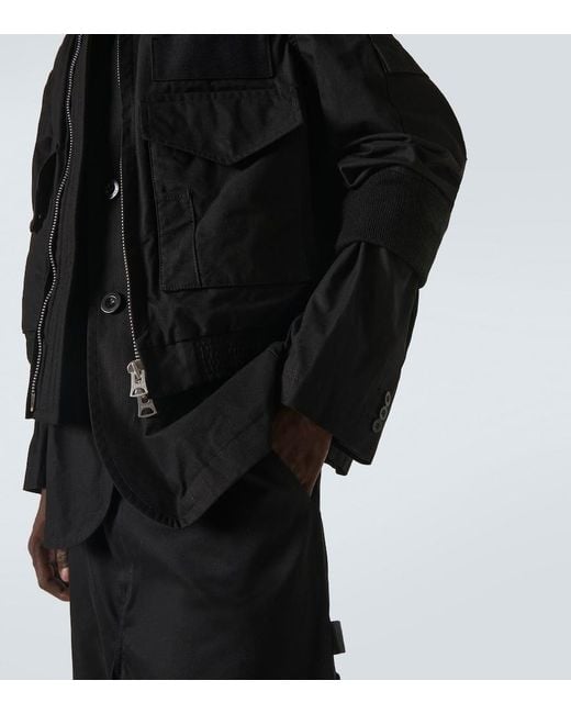 Sacai Black Cotton-Blend Ripstop Jacket for men