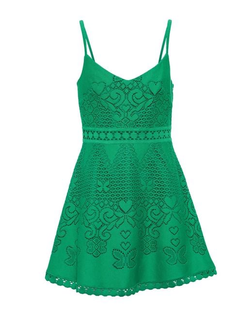 Valentino Green Cotton-blend Lace Minidress