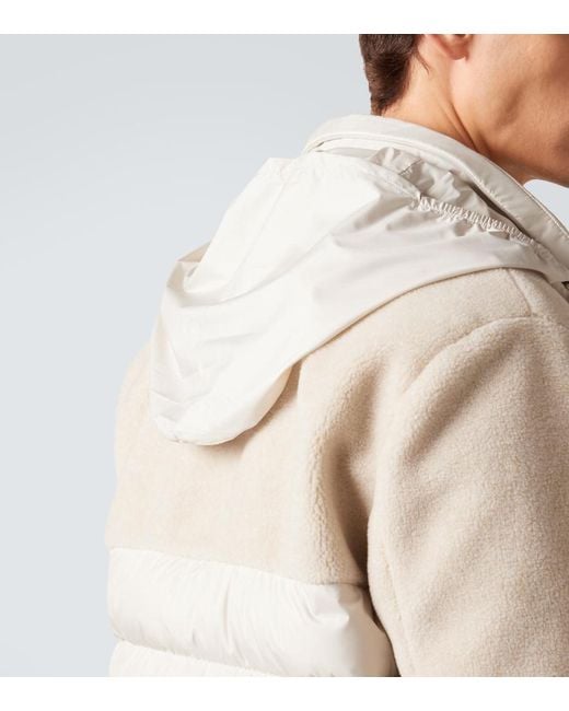 Moncler White Mistral Fleece-Paneled Down Jacket for men