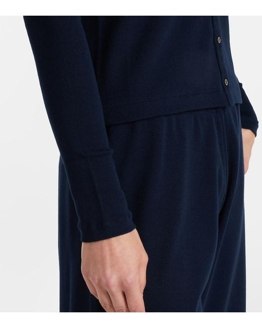 The Row Blue Cresp Ribbed-Knit Cotton Jersey Cardigan