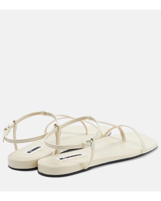 Jil Sander White Leather Thong Sandals