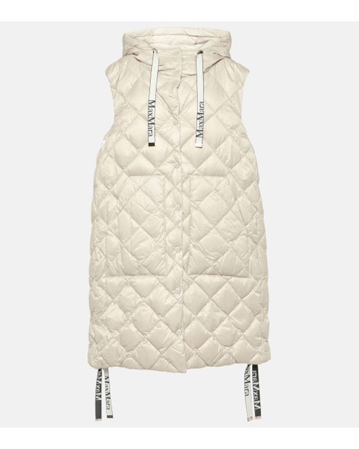 Max Mara Natural The Cube Hooded Grosgrain-trimmed Quilted Shell Down Vest