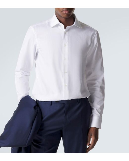 Canali White Cotton Poplin Shirt for men