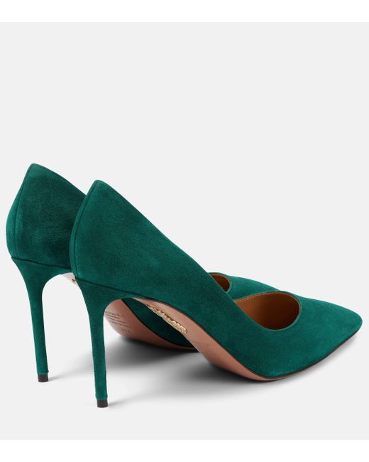 Aquazzura Green Purist 85 Suede Pumps