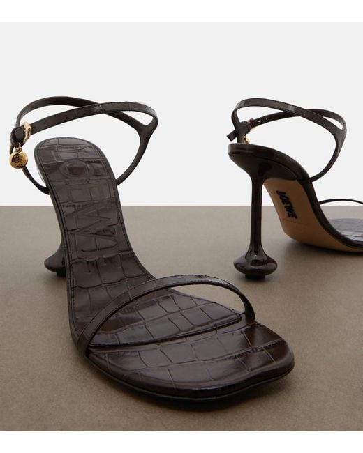 Loewe Metallic Toy Croc-Effect Leather Sandals